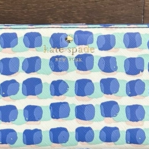 Kate Spade-Multicolor blue Leather Bifold Wallet-Stacy style-EUC - Picture 5 of 12